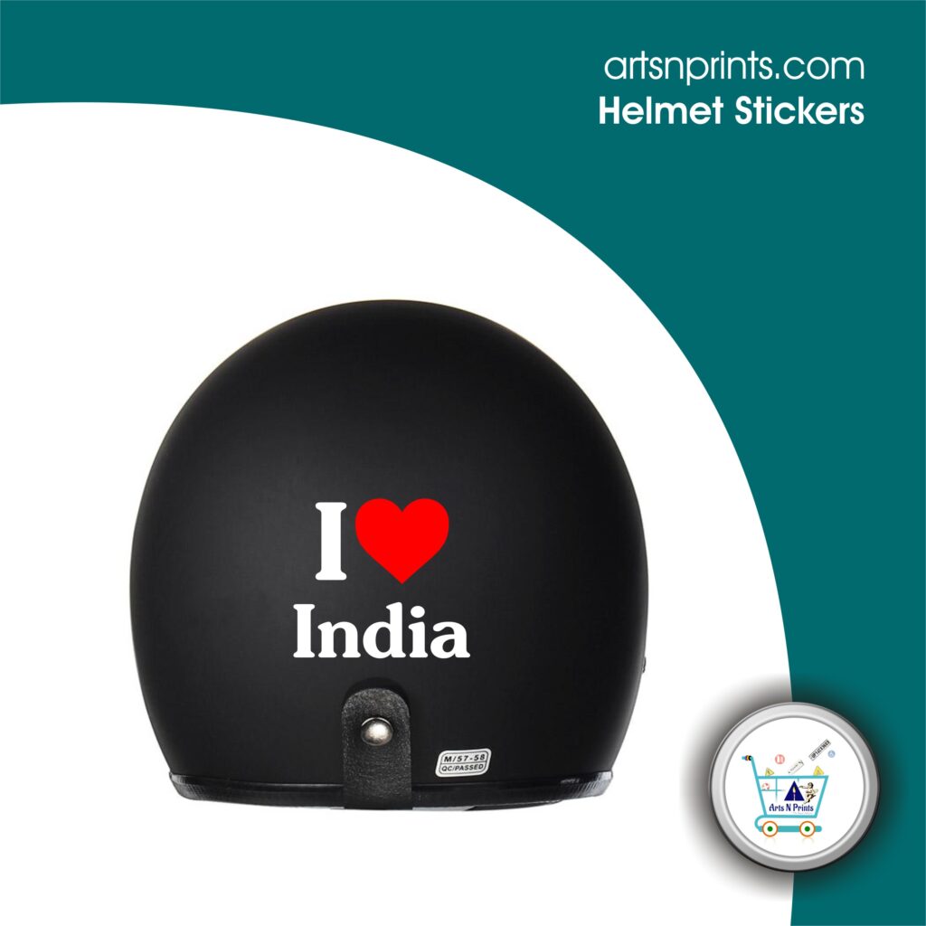 I LOVE India custom vinyl sticker for helmets by IndiaArtsnprints