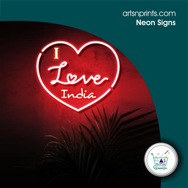 I LOVE India neon sign maker by IndiaArtsNprints
