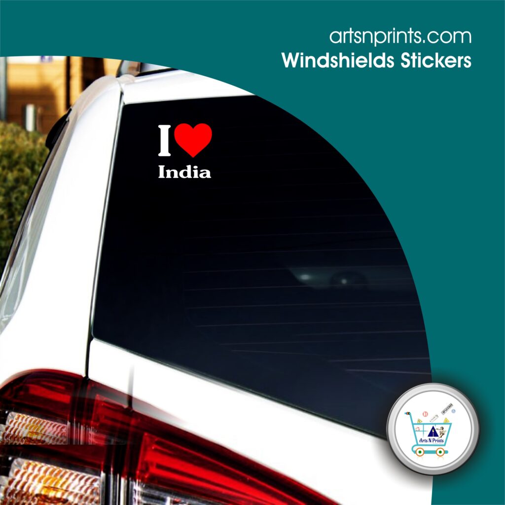 I LOVE India windshields sticker for car by artsnprints